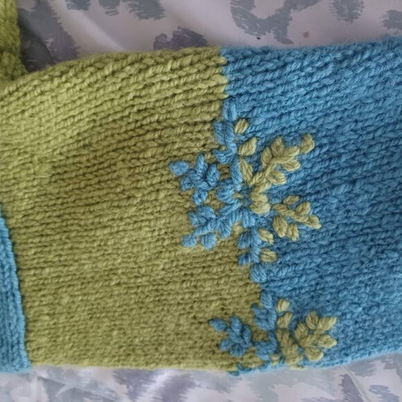 VTG 90's Express Tricot 100% Wool Snowflake Sweater Women’s M Colorblock Chunky - Picture 4 of 8